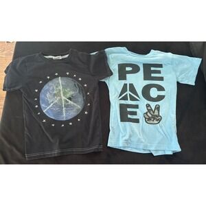 EUC Lot of 2 Mish Boys short sleeve t-shirts Peace Size 5 100% cotton